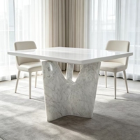 Base de table à manger sculpturale en marbre blanc Calacatta, pied de table en marbre massif irrégulier pour mobilier de salle à manger de villa de luxe
