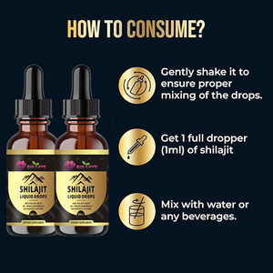 Gouttes liquides de <span class=keywords><strong>Shilajit</strong></span> 30ml, <span class=keywords><strong>Shilajit</strong></span> purifié 1000mg par dose, Source d'énergie et de vitalité, Complément alimentaire bien-être de qualité usine - Product Image 3