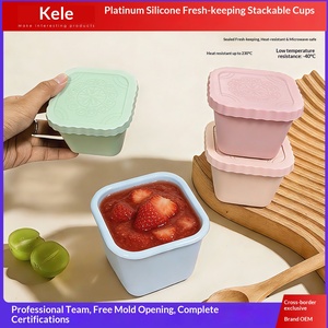 New Food-grade Silicone Baby-food Containers Household <b>Jam</b> Storage <b>Jars</b> Steam-proof High-temperature-resistant Stackable - Product Image 1