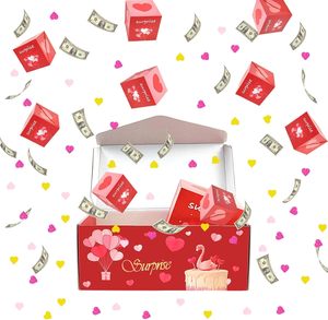 Caja Misteriosa de Cartón Plegable con Diseño de Corazón Rosa, Caja de Regalo Sorpresa con Dinero en Efectivo para Cumpleaños - Product Image 5