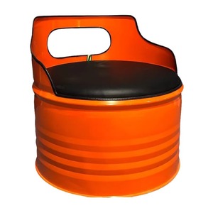 Ensemble de banquettes industrielles en forme de baril, 1 table basse en métal avec sièges de style tambour pour café, <span class=keywords><strong>bar</strong></span> et salon de bureau - Product Image 5