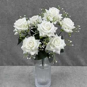 Roses <span class=keywords><strong>artificielles</strong></span> en velours de haute qualité en gros, roses à 7 têtes, roses Gemme et Gypsophile <span class=keywords><strong>pour</strong></span> la décoration intérieure - Product Image 6
