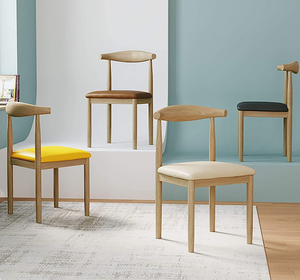 Diskon langsung dari pabrik <span class=keywords><strong>di</strong></span> Eropa Denmark Chaise Cafe restoran Sillas sapi tanduk sapi kursi kayu siku kursi makan dengan bantal - Product Image 5