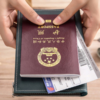 Funda de billetera para pasaporte con bloqueo RFID de cuero nuevo y genuino, organizador de documentos de viaje, tarjetero para familia y pasaporte