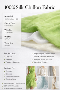 <span class=keywords><strong>Tissu</strong></span> en Chiffon de <span class=keywords><strong>Soie</strong></span> 100% Léger et Transparent pour Robes de Créateurs et Confection de Vêtements Personnalisés - Product Image 2