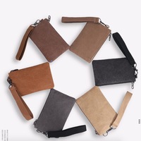 Dompet Koin Kanvas Warna Solid Portabel Baru dengan Cetak Logo Kustom, Kantong Uang Receh dengan Tali Pergelangan Tangan, Dompet Mini Unisex, Tas Tangan Pergelangan Tangan
