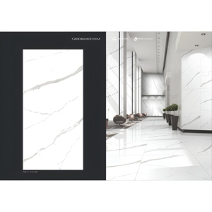 Losas de cerámica tamaño jumbo 1200x2400mm Statuario Blanco para encimeras de lujo y pisos interiores, losas de piedra sinterizada - Product Image 1