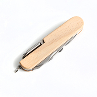 Couteau suisse multifonction Couteau pliant en acier inoxydable Manche en bois Porte-clés d'extérieur Couteau de poche Outils