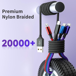 Câble de charge multi-appareils <span class=keywords><strong>4</strong></span> en <span class=keywords><strong>1</strong></span> en nylon tressé coloré, charge rapide PD 65W, pour ordinateur portable, smartphone et tablette, vente en gros - Product Image 5