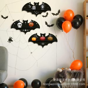 Wooden Bat Shaped Floating <b>Shelf</b> <b>Wall</b> <b>Mounted</b> Halloween Decorative Storage Rack Irregular Shape 6 Tier Gothic Style - Product Image 3