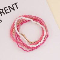 Bracelets en perles de verre multicouches de style bohème, faits à la main, avec des perles de riz colorées, des glands en cristal, bijoux pour femmes, cadeau