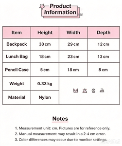 Bow Print Student <b>Backpack</b> Waterproof <b>Nylon</b> School Bag Zipper Softback Large Capacity for Daily School Use - Product Image 6