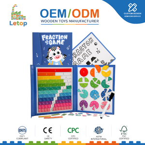 Gioco di Frazioni Magnetiche in Legno, Manipolatori Matematici, Giocattolo Educativo Montessori per Scuola Elementare - Product Image 1