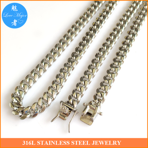Hip Hop Hot Heavy Shine Pulido Tense Cadena cubana Collar <span class=keywords><strong>de</strong></span> acero inoxidable Joyería <span class=keywords><strong>de</strong></span> moda para hombre - Product Image 2