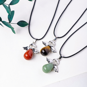 Collier Pendentif Ange en Cristal Naturel en Gros, Pierre Précieuse Goutte d'Eau, Ange Gardien pour la Protection Spirituelle et l'<span class=keywords><strong>Amour</strong></span> - Product Image 6
