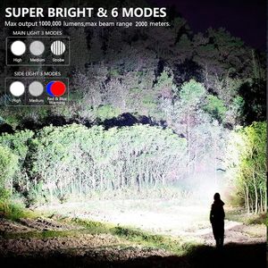 Có thể sạc lại Spotlight, lumens cao searchlight với COB ánh sáng tấm pin mặt trời 6 chế độ Trọng lượng nhẹ đèn pin cho săn bắn chèo thuyền - Product Image 2