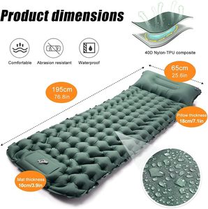 Matelas de camping gonflable avec pompe à pied intégrée, imperméable, en matériau PVE, utilisable en 4 saisons, matelas de randonnée portable - Product Image 3