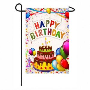 Widely Used Double Sided Wholesale 30x45cm Polyester Garden <b>Flags</b> with Digital Printing Sublimation Happy Birthday Design - Product Image 1