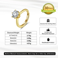 SMOR02 RINNTIN 4 Karat Klassischer runder Goldring im Brillant schliff Damen 925 Sterling Silber Vvs Moissan ite Diamond Verlobung sring