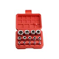Jeu de douilles étoiles E-Torx 14 pièces avec étui, 1/4, 3/8, 1/2 pouces. Jeu de douilles étoiles externes femelles E4-E24, jeu de douilles à couple élevé