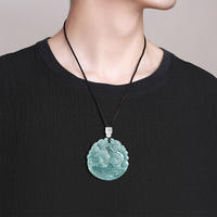 Pendentif en jadéite naturelle bleu aqua, bijoux de mode pour hommes et femmes, vente en gros de jade LP28
