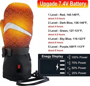 Gants de ski et de snowboard en coton isolés d'hiver de haute qualité Technologie thermique <span class=keywords><strong>chauffante</strong></span> Compatible avec écran tactile Alimenté par <span class=keywords><strong>batterie</strong></span> - Product Image 2