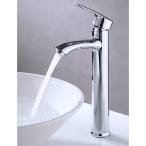 Grifo de lavabo cromado de un solo orificio, montado en el encimera, con una sola manija, para agua fría y caliente, para baño. - Product Image 1