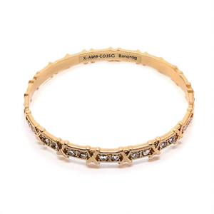 X-A969-E035G SmileJoyas 22k Gold Plated 316L Stainless Steel Channel <b>Set</b> Crystal Cuff Bracelets <b>Bangles</b>-Classic Unisex Everyday - Product Image 2