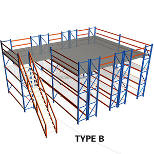Piattaforma industriale del mezzanino di lavoro del corrimano della scala della struttura d'acciaio dello scaffale del Pallet di stoccaggio del magazzino del carrello elevatore usato di capacità pesante - Product Image 1