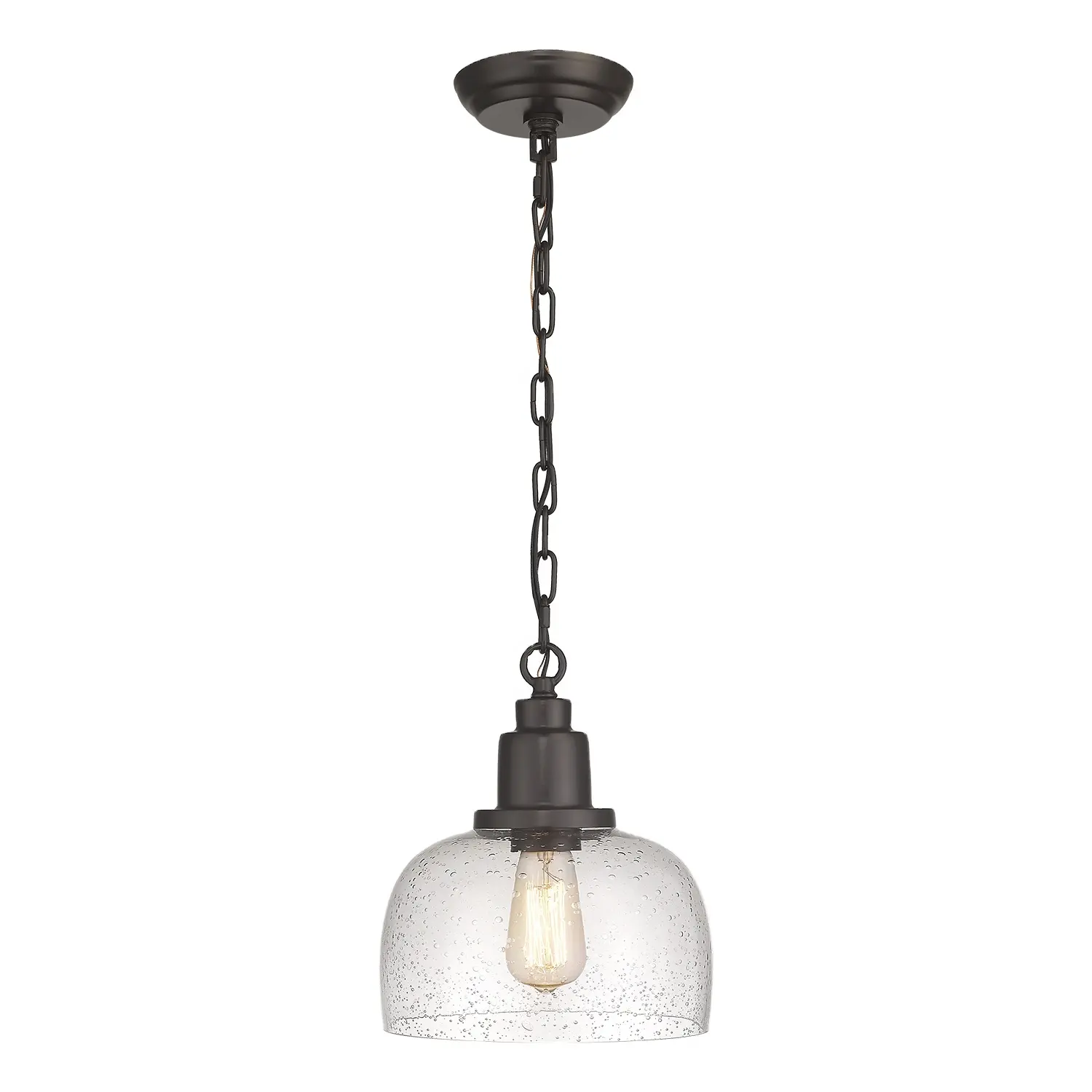 Suspension de ferme moderne Luminaire suspendu industriel à 1 lumière Finition bronze huilé avec abat-jour en verre transparent