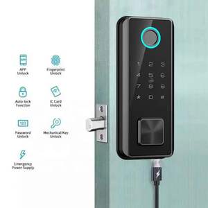 ट्या वाई-फाई से जुड़ा घर कार्यालय लकड़ी का दरवाजा हैंडलेस अदृश्य होटल इनडोर फिंगरप्रिंट लॉक बार - Product Image 2