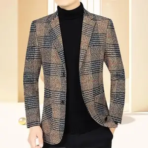 Autumn New Wholesale Casual Single Breasted Shirt Men's Plaid Suit Coat