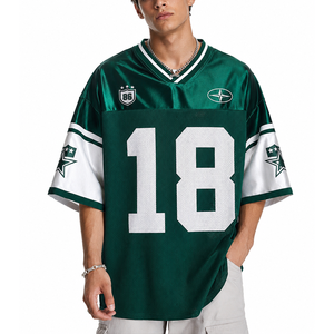 Maglia da Football Americano Personalizzata con Patch Ricamata, Logo Stampato in HD, <span class=keywords><strong>T</strong></span>-<span class=keywords><strong>Shirt</strong></span> Unisex Streetwear Scura - Product Image 5