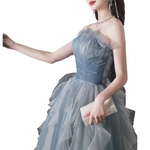 ชุดราตรีสีน้ำเงินหรูหราสไตล์ชุดเดรสยาวสำหรับนักเรียน<span class=keywords><strong>สอบ</strong></span>ศิลปะ ชุดแสดงเดี่ยวแบบยาวถึงพื้น - Product Image 1