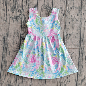 Précommande MOQ 5 Robes d'été pour filles à nœuds, imprimées, en Spandex/Coton Biologique, style Halloween, douces et tendance, prix usine de gros - Product Image 1