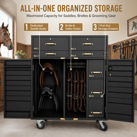 Armoire de rangement mobile robuste et verrouillable pour équipement équestre avec porte-selle pour écurie