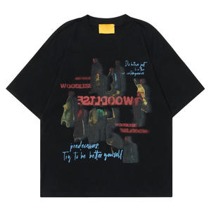 เสื้อยืดคอตตอนหนาพิมพ์โลโก้ได้ตามต้องการ สไตล์ยูนิเซ็กส์ ทรงปกติ พิมพ์โลโก้แบบเรียบ คุณภาพสูง - Product Image 4