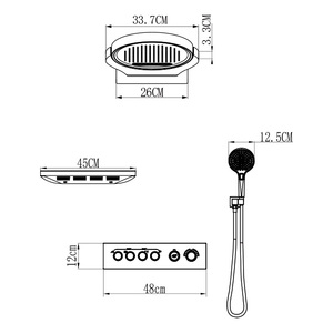 STOTS Ensemble complet de <span class=keywords><strong>douche</strong></span> thermostatique <span class=keywords><strong>en</strong></span> laiton avec pommeau de pluie, douchette à main, système de jet thermostatique <span class=keywords><strong>et</strong></span> fonction massage doux, fixation murale pour salle de bain - Product Image 2