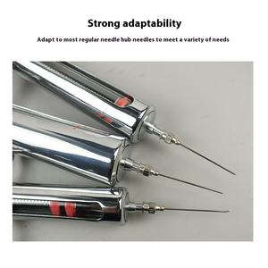 लकड़ी के आंतरिक बैरल और इंजेक्शन सुई के साथ औद्योगिक पशु सीधे धातु सिरिंज - Product Image 2