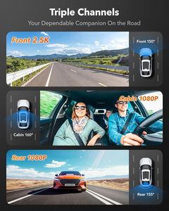 Wolfbox I07 4k Front and Inside <b>Camera</b> 3 Channel 1080p Way Car <b>Dash</b> Cam Black Box With GPS and WiFi - Product Image 3