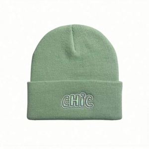 Bonnets personnalisés en usine, bonnets en laine tricotés de couleur unie, bonnets d'hiver amples et simples, broderie de logo personnalisée - Product Image 6