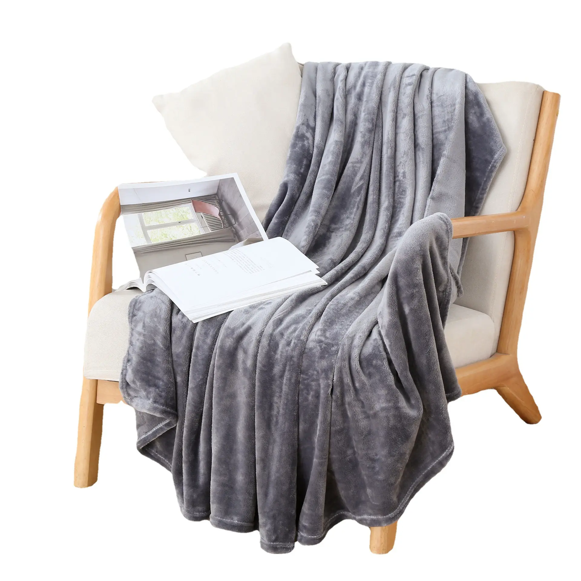 Manta de franela de lavado mecánico fina y ligera a cuadros mantas suaves súper cálidas sofá/cama/colcha de viaje