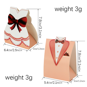 Màu hồng cô dâu và chú rể đặt hộp quà tặng giấy nhỏ cho tiệc cưới và trang trí phòng tắm cô dâu ăn mặc và TUXEDO ủng hộ hộp - Product Image 2