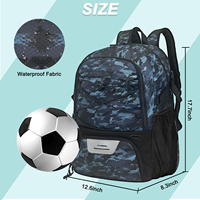 Sac à dos multisports tendance pour football et basketball, compartiment zippé pour ballon, design respirant, polyester résistant à l'eau, 20-37L