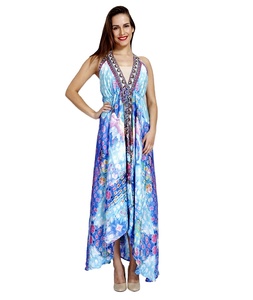 Vestidos casuales elegantes y de moda para mujer en 100% algodón escote asimétrico estilo dulce para un uso diario y de fiesta cómodo - Product Image 1