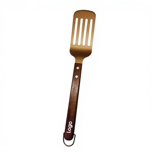 Tourneur à fente en acier au carbone pour barbecue avec manche en bois - Product Image 1