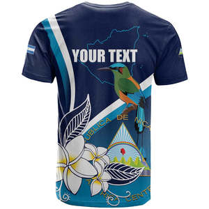 Camiseta del Día de la Independencia de <span class=keywords><strong>Nicaragua</strong></span>, Motmot Plumeria Floral, Personaliza tu Texto, Camisetas con Cuello Redondo para Hombre, Camisetas de <span class=keywords><strong>Nicaragua</strong></span> - Product Image 3