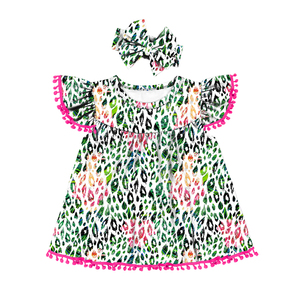 Robe d'été Yiwu Yiyuan pour enfants, motif ananas, manches évasées, pompons, pour bébés filles, tenue décontractée de fête pour adolescentes - Product Image 3