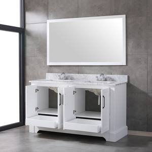 Mueble de Baño Transicional de 60 Pulgadas Hecho en Vietnam con Encimera de Mármol Blanco de Carrara - Product Image 4