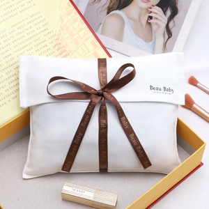 Reusable Custom Logo Printed <b>White</b> Cotton Twill Envelope Pouch Clothes Gift Packing <b>Bag</b> With Ribbon Shoe Handbag Cover Dust <b>Bag</b> - Product Image 3